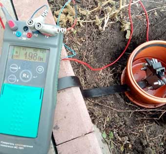 Измерение удельного сопротивления грунта